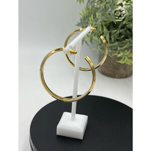 Karl Lagerfeld Signed Large Heavy Gold Plated Hoop Earrings